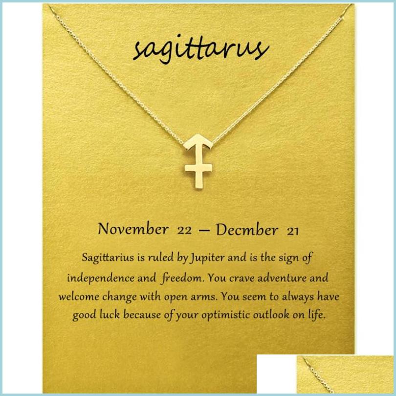 

Pendant Necklaces Fashion Jewelry 12 Constellation Sagittarius Pendant Necklaces For Women Zodiac Chains Necklace Gold Sier Color Bi Dhgd2