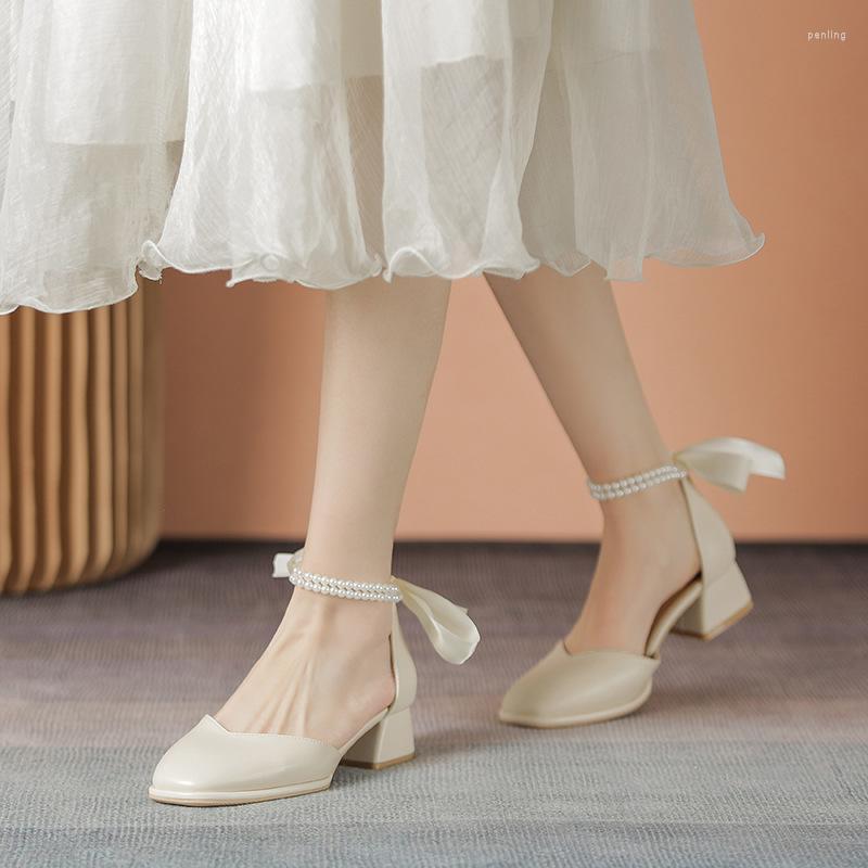 

Dress Shoes TOPHQWS Woman Wedding Heels Designer Mary Jane Sandals Summer 2022 Retro Medium Heel Party Female, Apricot