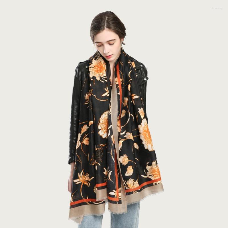 

Scarves Women Elegant Floral Shawl Large Soft Stole Female Warm Cover Wrap Office Luxury Protected Scarf 180x90 Cm