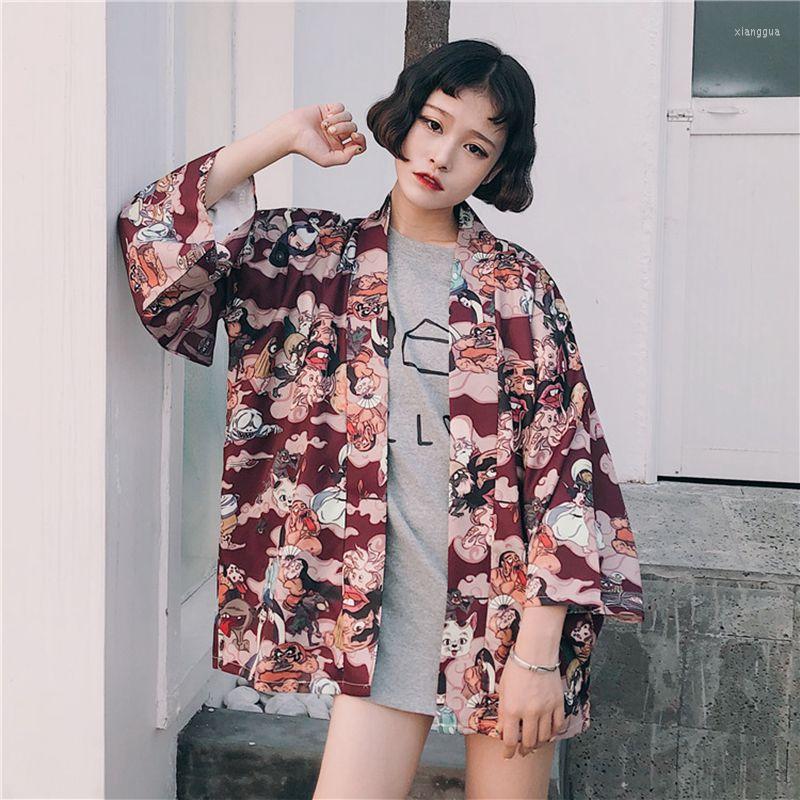 

Ethnic Clothing Japanese Kimono Traditional Yukata Men Cardigan Mujer Women Short Outwear Coat Hyakki Yakou Clarkes World Costumes