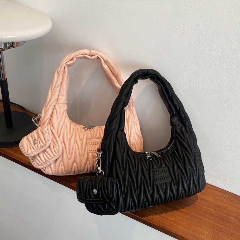 

Shoulder Bags Designer Fashion MM Handbags Wrist 2022 New Pleated Handbag Niche Embroidered Women's X42E Young Chic Satin SimpleMI Pink IU, White