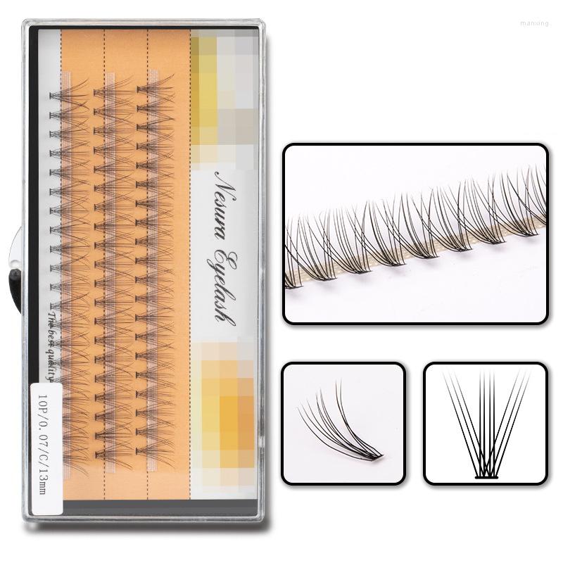 

False Eyelashes 60 Bundles 10D Eyelash Extensions 0.07mm Thickness True Mink Strip Individual Lashes Natural 12mm Style