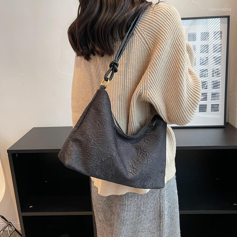 

Evening Bags 2022 Vintage Nubuck Leather Shoulder Side For Women Trends Designer Small Soft PU Handbags And Purses, Brown