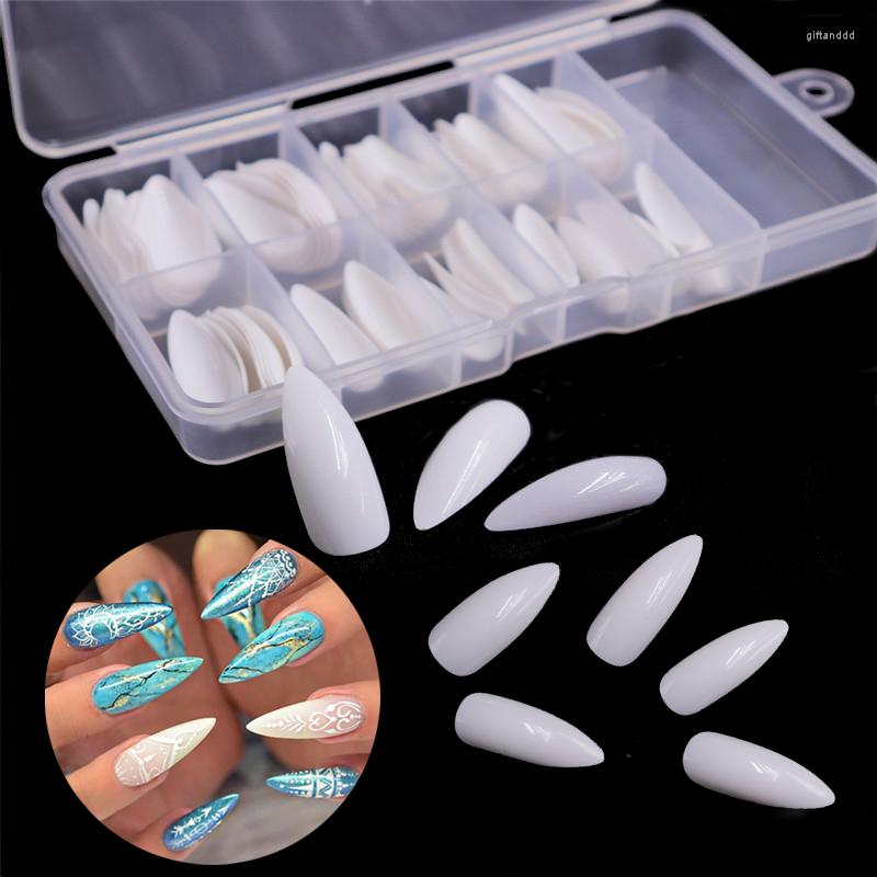 

False Nails 100pcs/box White/Natural/Clear Nail Tips Long Stiletto Fake Full Cover Flase Artificial Press On For Women DIY, Stiletto opp natural