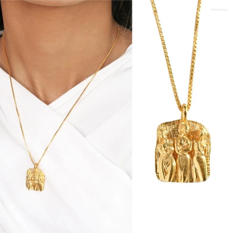 

Pendant Necklaces European And American Portrait Retro Brass Ornaments Character