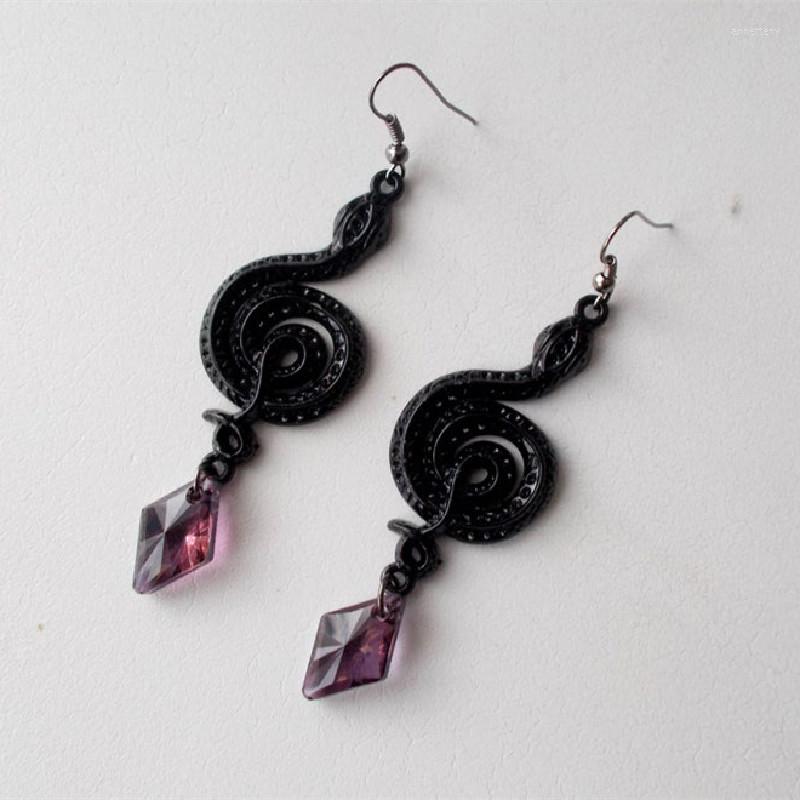 

Dangle Earrings Goth Black Snake Rhombus Crystal Drop Serpent Gothic Vampire Statement Punk Crappy Jewelry Women Fashion Gift
