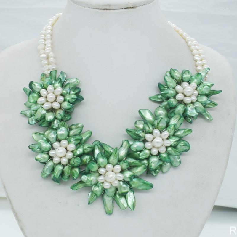 

Choker NO-302# Freshwater Pearl Flower Necklace 20";