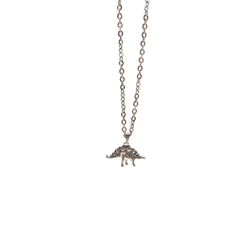

WJZB Fashion stereoscopic Stegosaurus pendant necklaces vintage style punk stainless steel sweater chain necklaces jewelry wholesale