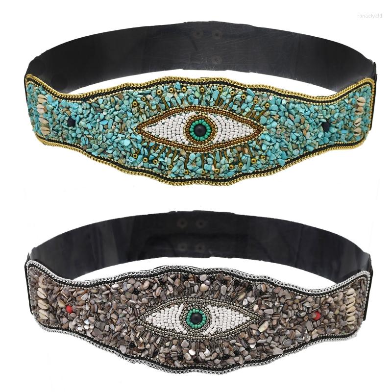 

Belts Tibetan Belt Elastic Corset Waist Evil Eye Stretchy For Dresses T8NB, Green