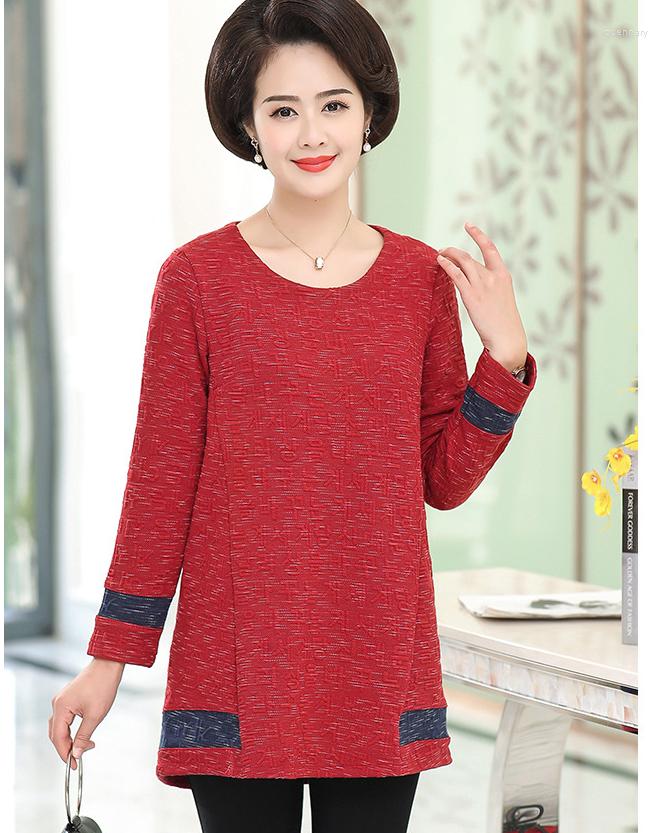 

Women's T Shirts Spring Middle-Aged Women'S Shirt O-Neck Casual Loose Plus Size -5xl 40-50 Years Old Mother'S Tshirt T449, Red