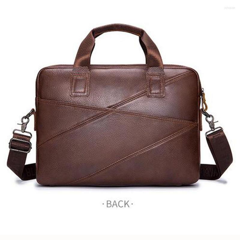 

Briefcases Men's Crossbody Briefcase Business Handbag Can Be Used For 15 Inch Laptop Casual Shoulder Messenger Bags Cow Leather Men Bag, Black