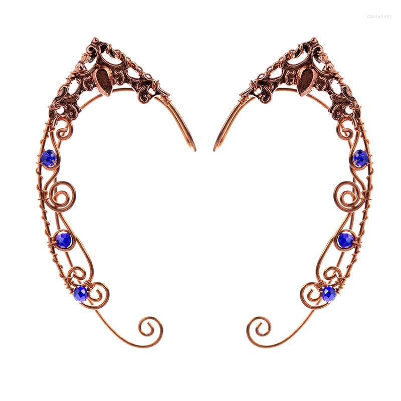 

Backs Earrings Copper And Royal Blue Elf Ear Cuffs Clip Sleeve Without Perforation For Girl Elven Cosplay Costume Jewelry Gift