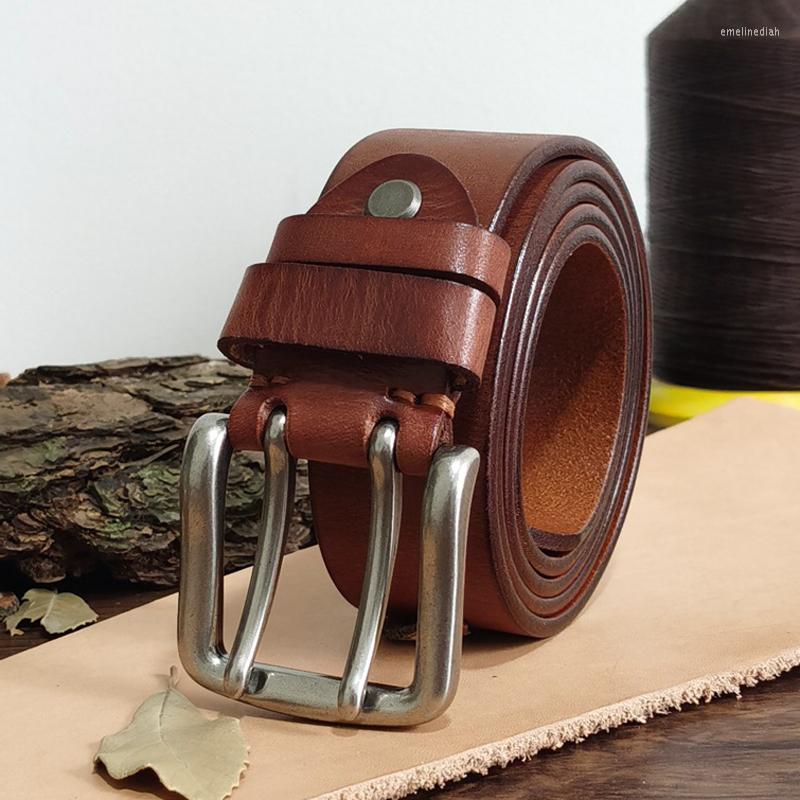 

Belts 3.8CM Double Needle Buckle Belt Genuine Leather Luxury Thick Retro Cowskin Men Men's Jeans Military, Black