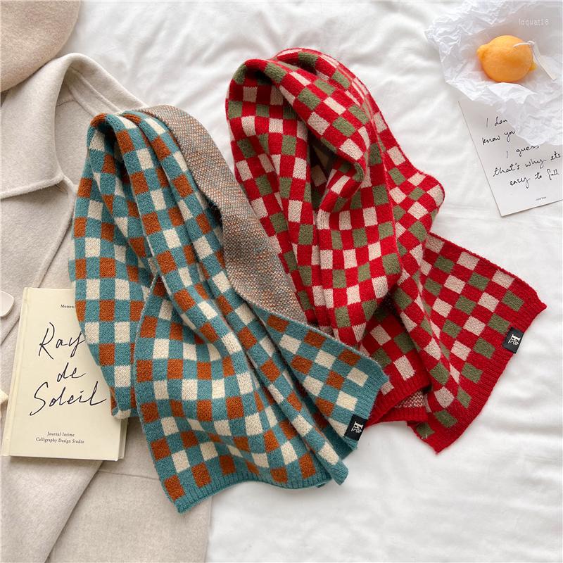 

Scarves Design Skinny Knitted Scarf For Women Fashion Plaid Winter Warm Cashmere Scarfs Neckerchief Lady Woolen Yarn Neck Tie 2022
