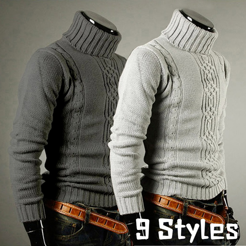 

Men's Sweaters Winter High Quality Turtleneck Thicken Casual Pullover 221114, G04-black