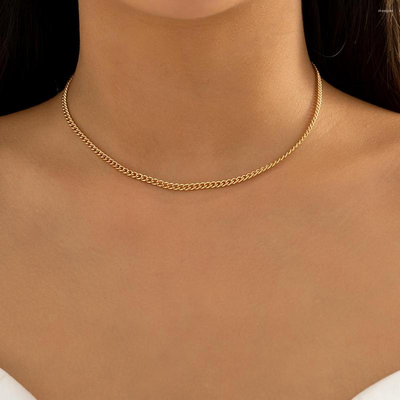 

Choker PuRui Punk Simple Metal Chain Necklace For Women Fashion Thin Link Short Collar Charm Jewelry