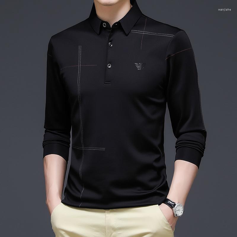 

Men's Polos Spring And Autumn Youth Base Shirt Long Sleeve Casual Business POLO Embroidered Logo Polyester Top, Nray-4138