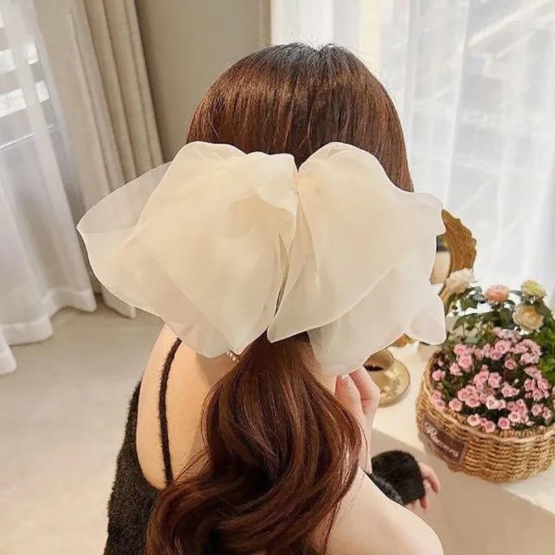 

Hair Accessories Oversize Ribbon Chiffon Bow Hairpins For Women Elastic Bowknot Lady Clip Wedding Long Hairgrip Korean Trendy Barrettes, D03