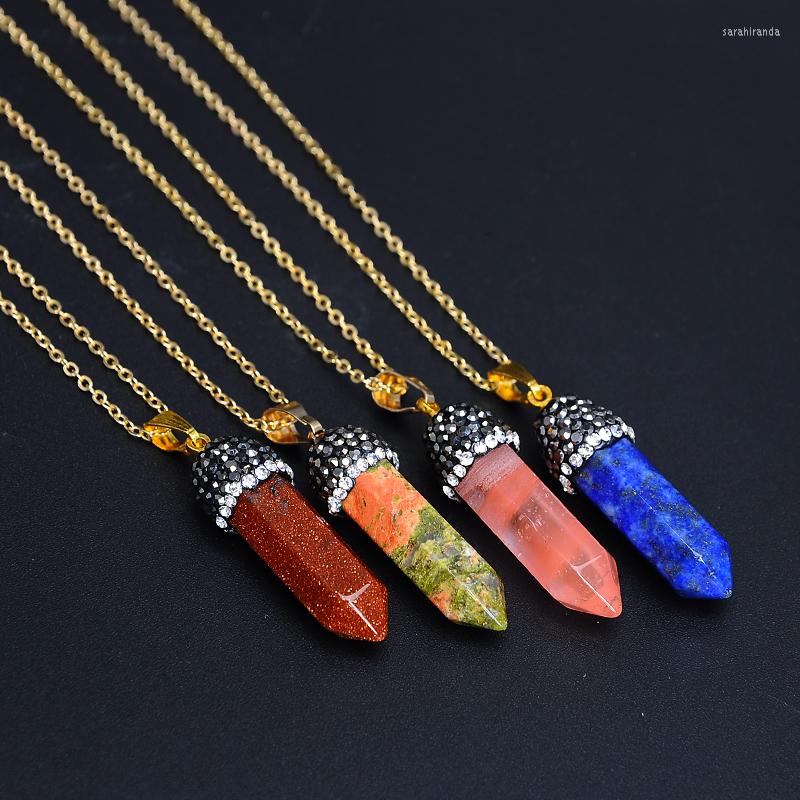 

Choker Fashion Arrival Hexagon Shape Natural Stone Crystal Pendants Chain Necklaces For Women Refine Jewelry