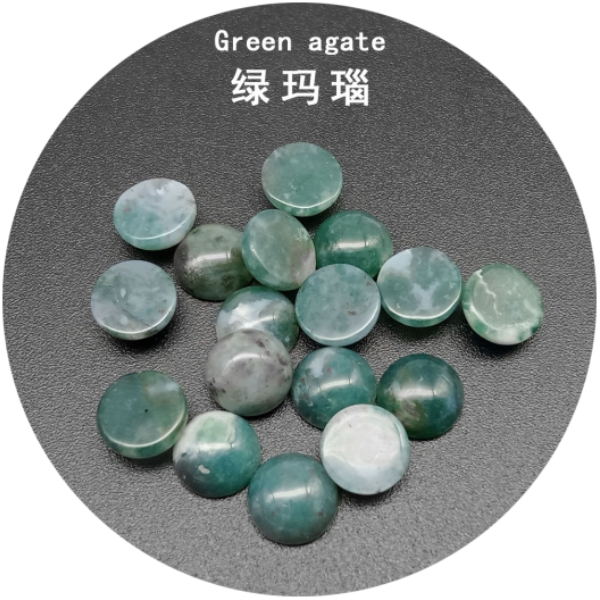 

4/6/8/1012/14MM Gemstone Cabochons Natural Synthetic Stone Beads Green Agate Cabochons for Earring Necklace Bracelet