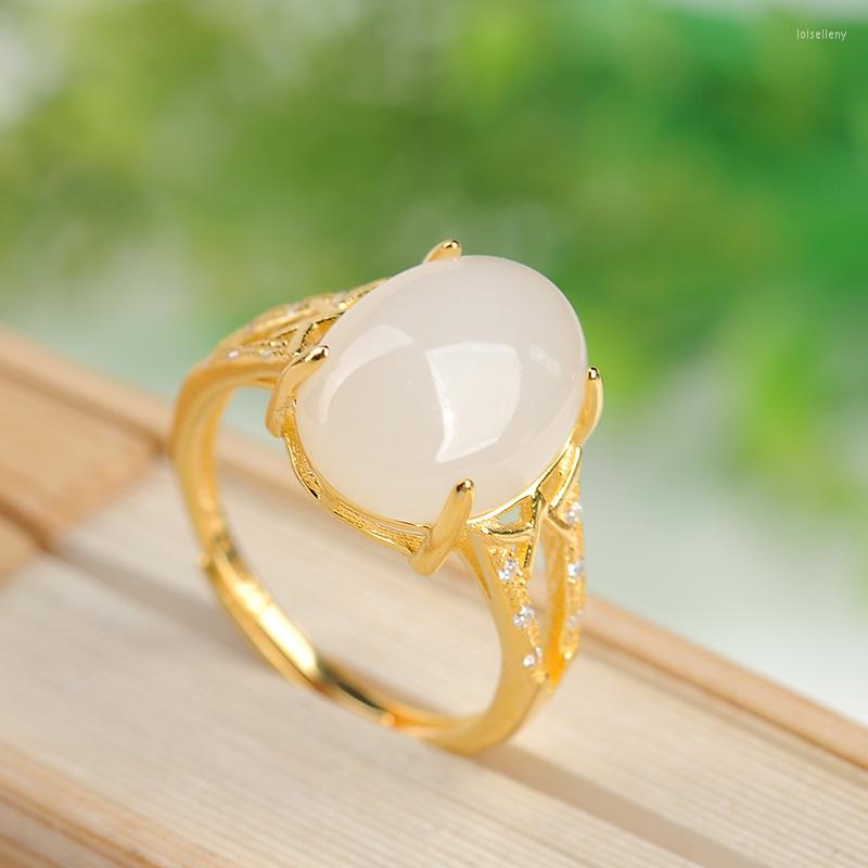 

Cluster Rings Natural And Tianyu Ring Fashion Women's White Jade With Certificate