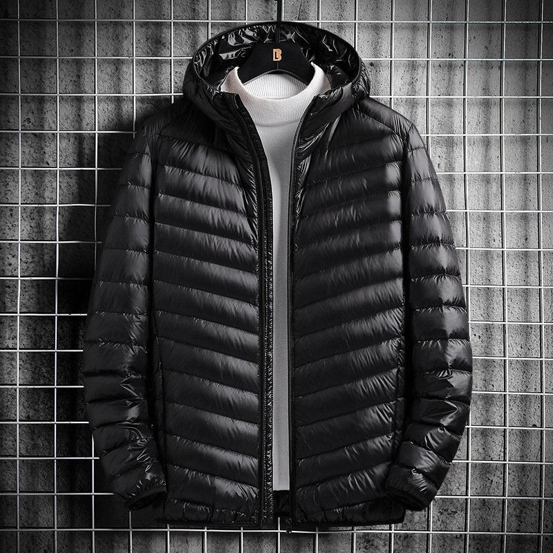 

Men's Down Parkas Spring Winter Quilted Coats 90% White Duck Ultra Lightweight Packable Jacket Men Korean Fashion Puffer Coat 221114, Navy blue