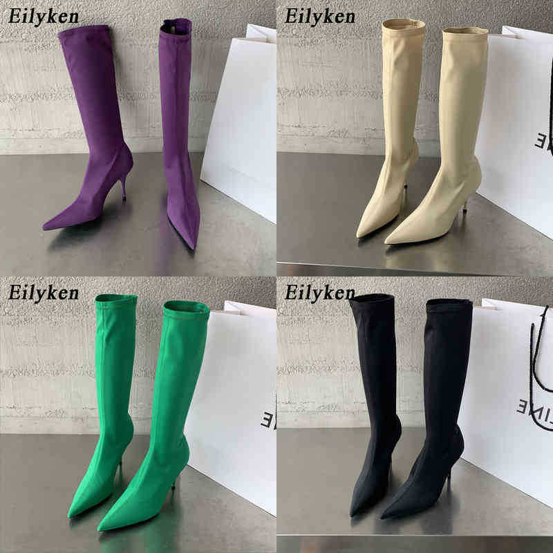 

Boots Eilyken 2023 New Design Women Knee High Boots Elastic Stretch Pointed Toe Long Modern Booties Sexy Nightclub Shoes Boots Mujer 220913, Apricot