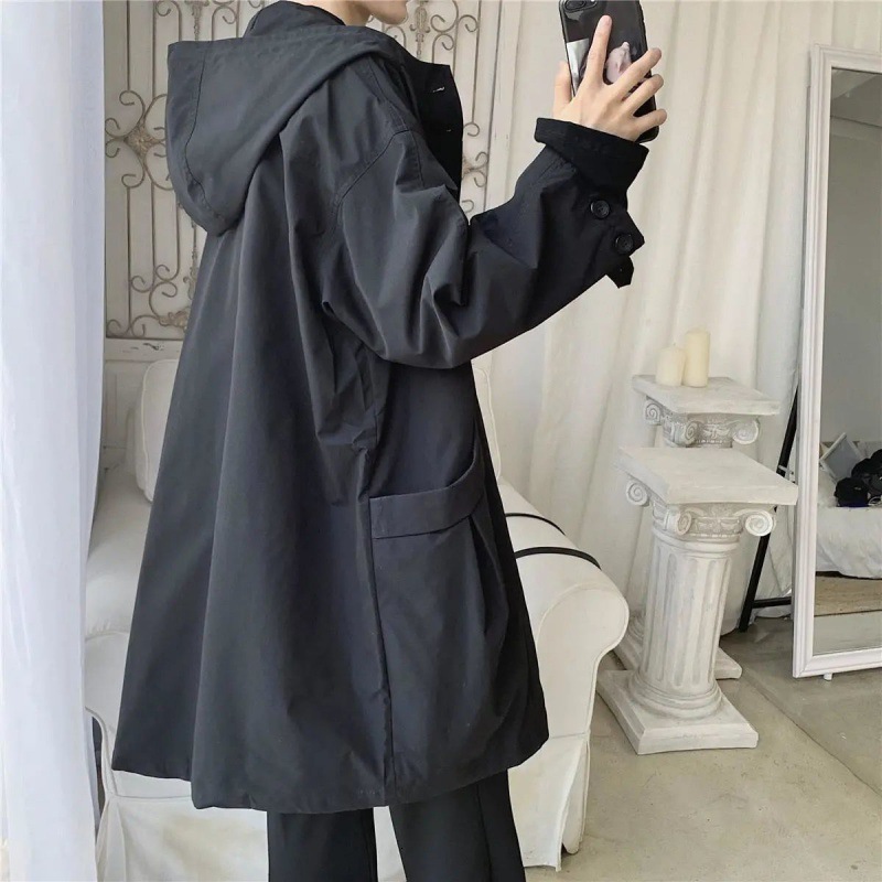 

Men's Jackets Male Casual Outwear Hip Hop Trench Coat Hooded Streetwear Coats Men Hooded Jackets Black Harajuku Windbreaker Overcoat 221014, Green