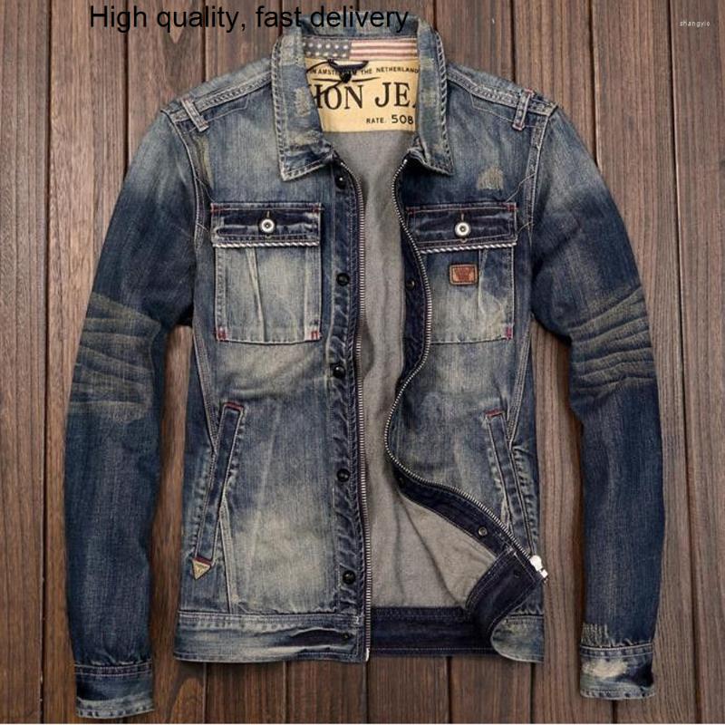 

Men's Jackets Fashion Men's Vintage Suit Dress Jeans Jacket Coat European Style Automotive For Man Casual Male Denim Plus Size 5XL, Picture shown