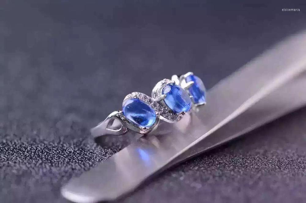 

Cluster Rings Gift Real Natural Fashion And Kyanite Ring 925 Sterling Silver Fine Jewelry