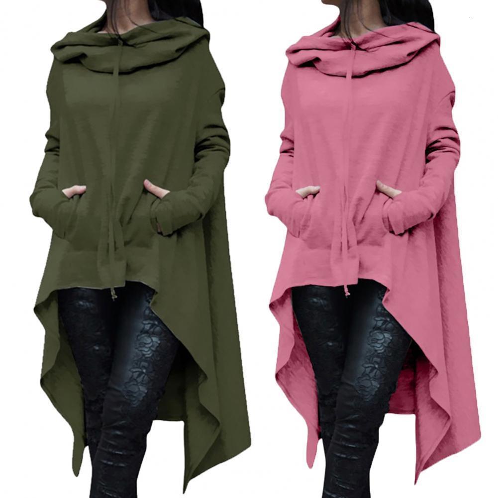 

Women's Hoodies Sweatshirts Women Irregular Hem Sweatshirt Cloak Fashion Drawstring Pocket Oversize Female Hooded Pullover Drop 221114, Purple