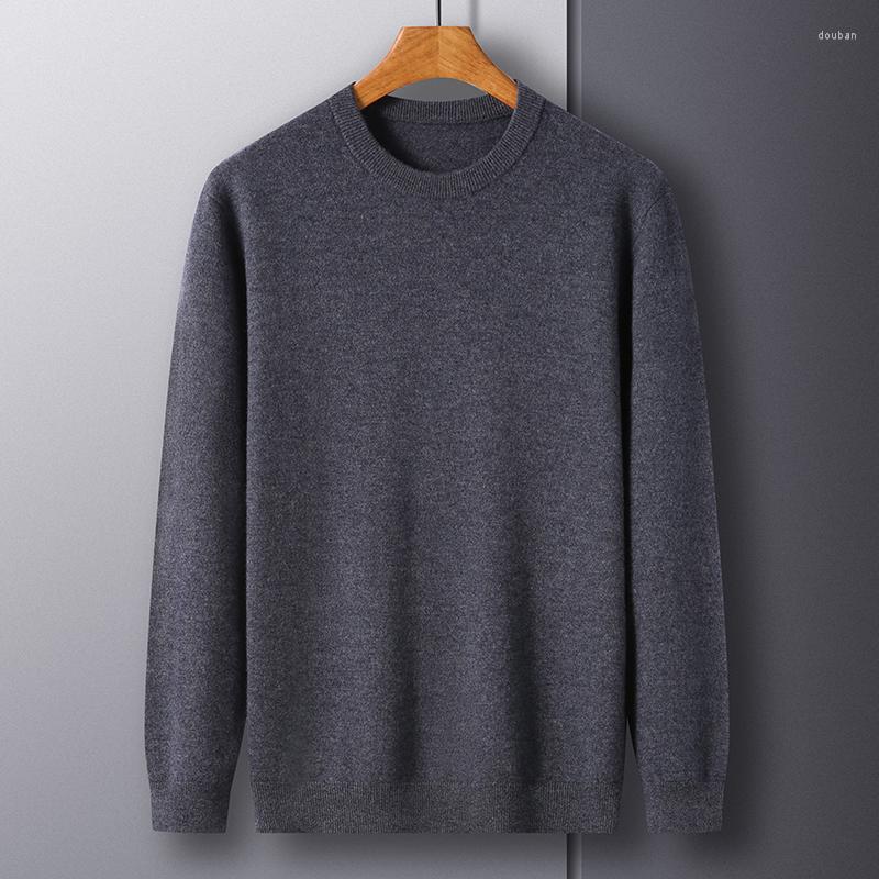 

Men' Sweaters Mens Sheep Wool Knit Tee Shirt Spring & Autumn Round Neck Sweater Tops Male Pure Knitwear Pullover Jumpers Long Sleeve, Black