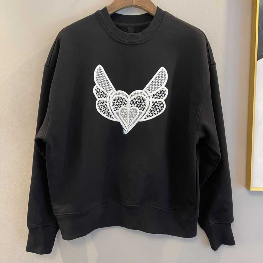 

Women's Hoodies Sweatshirts French fashion brand wing love a plush loose round neck sweater for men and women, White