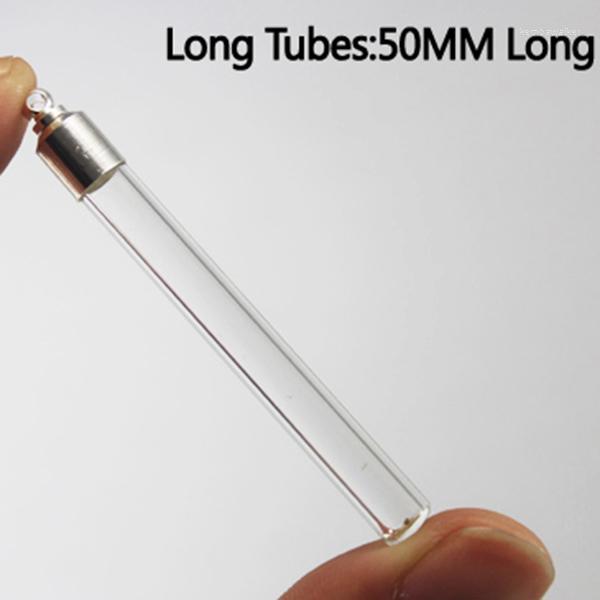 

Pendant Necklaces 5CM Long Glass Tube With Silver-plated Screw Caps Rice Vial Necklace