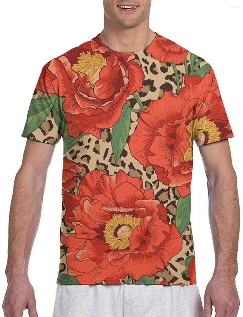 

Men' T Shirts Casual T-shirts Brown Leopard Animal Print Novely Short Sleeve 3D Novelty Tees Large Size Clothing Brother Man, Red