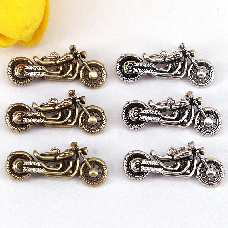 

Pendant Necklaces 10Pcs Gold Filled Antique Motorcycle Necklace Micro Pave CZ Charm DIY Jewelry Accessories 12x28