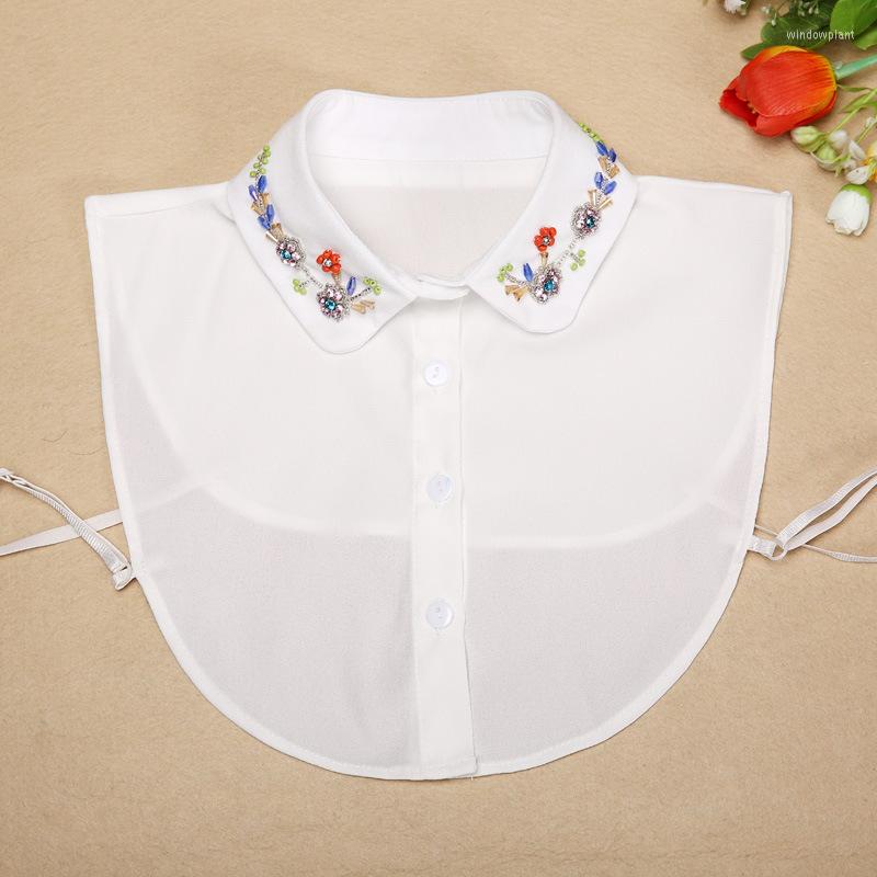 

Choker Fashion Women Wholesale Cotton Detachable Blue Jeans Bead Flower Crystal Necktie