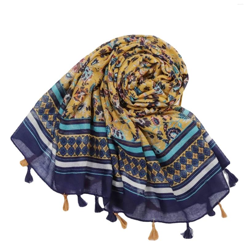 

Scarves 2022 Vintage Floral Print Tassel Scarf Shawls Soft Flower Hijab Wrap 10pcs/LOT