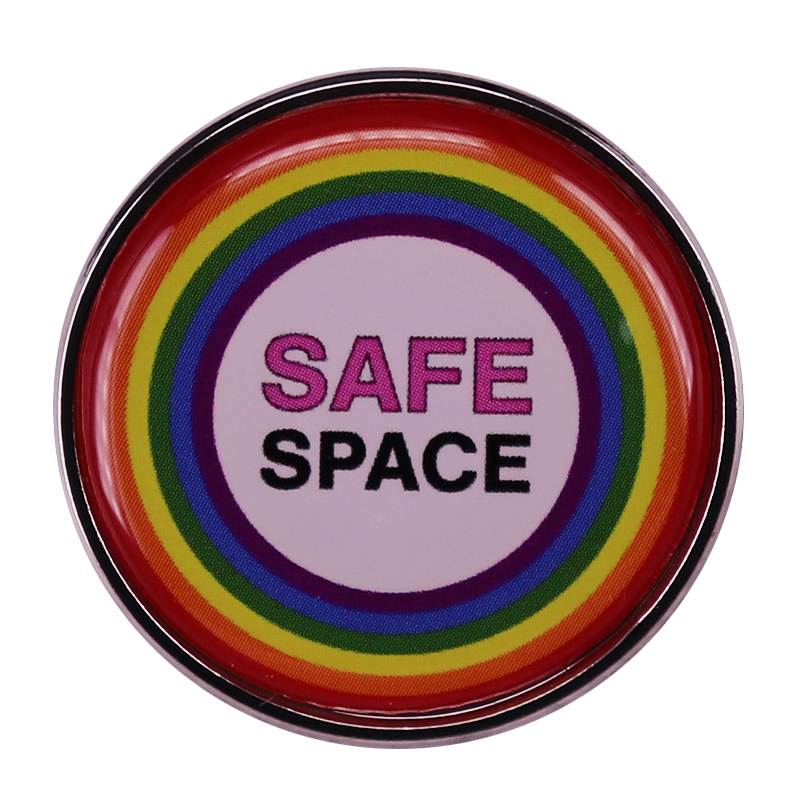 

Safe Space Button Badge Rainbow Brooch Gay Pride Pin LGBTQ Accessories, As picture
