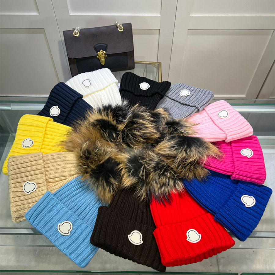 Designer Winter Knitted Hat Cute Fuzzy Beanie Cap Stylish Hats for Man Woman 10 Colors