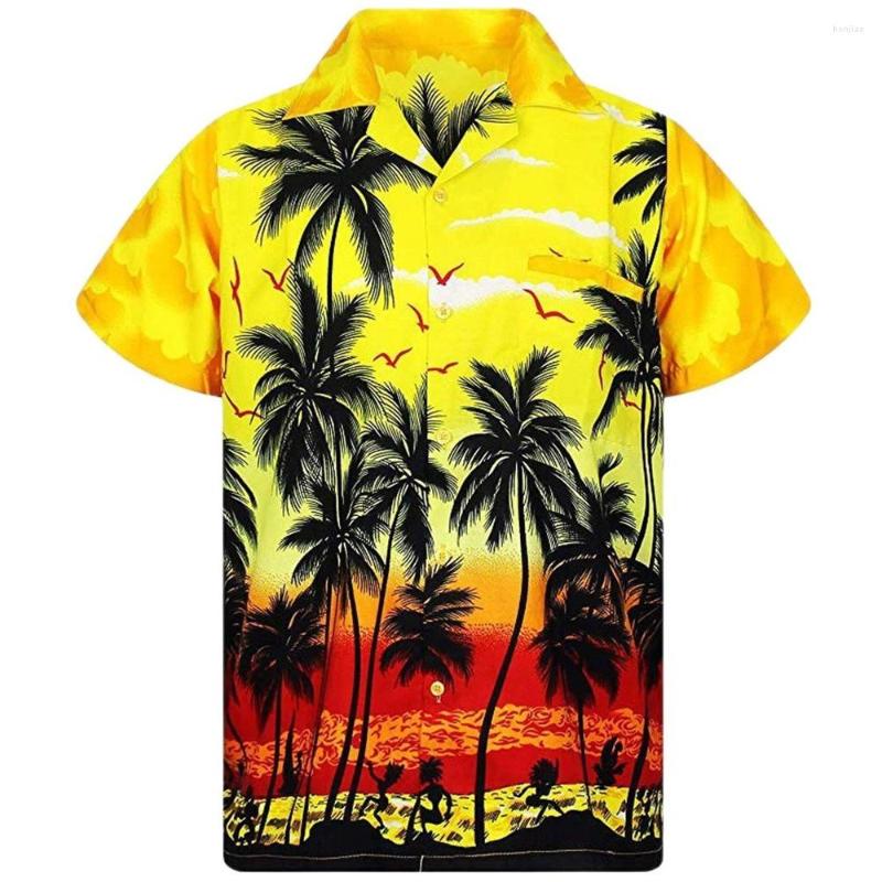 

Men's Casual Shirts 2022 Summer Fashion 3d Printing Shirt For Men Loose Beach Short Sleeve Coconut Tree Printed Hawaiian Style Tops, Ofsz-01148