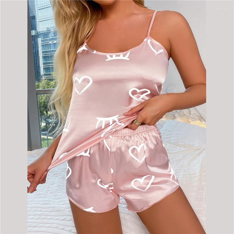 

Women' Sleepwear Women' Satin Pajamas Set Square Neck Stretch Faux Silk Nightie Wear Female Sexy Lingerie Home Clothes 2022 Summer, Gray