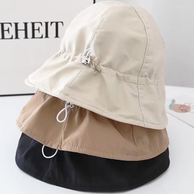 

Berets Women Cotton Foldable Bucket Hat Summer Sunscreen Panama Sunbonnet Outdoor Fisherman Cap Beach Anti-UV, Solid color