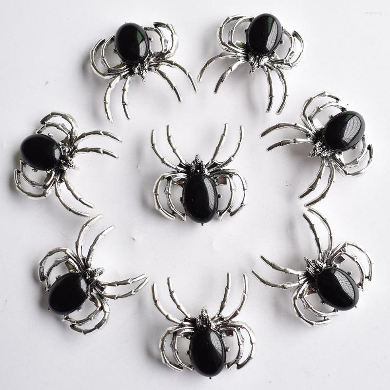 

Pendant Necklaces Fashion Natural Black Onyx Spider Shape Necklace Brooch For Jewelry Exquisite Gift 8pcs/lot Wholesale