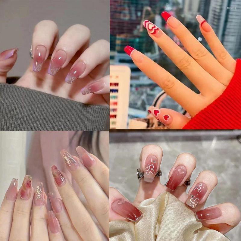 

False Nails 24pcs/Box Ballerina Full Cover Manicure Tool Artificial Glitter Coffin Wearable Fake Nail Tips, 02