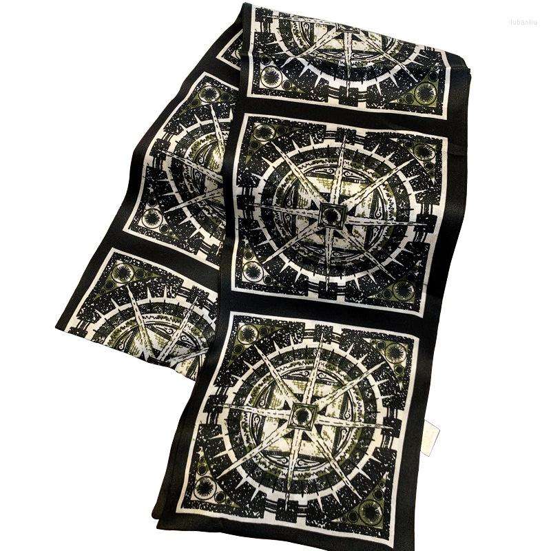 

Scarves Compass Print Scarf Western Style Choker Web Celebrity Silk Satin Narrow Multi All Season Ribbon Wholesale ZSBD236
