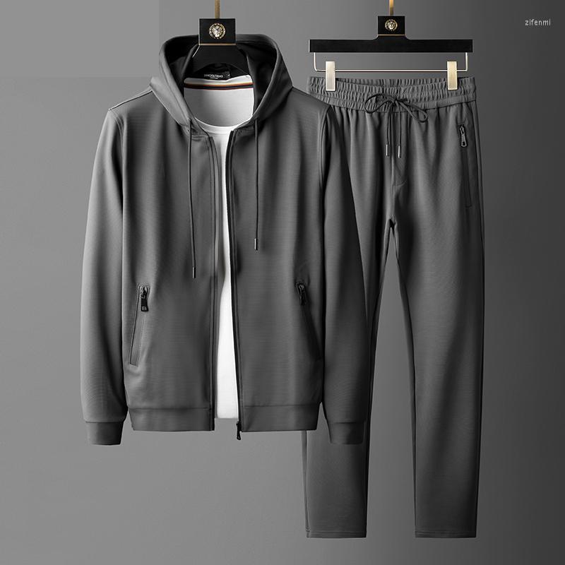 

Men's Hoodies 2022 Classic Set Mens Autumn High End Light Luxury Fashion Elastic Hooded Men Cardigan Casual Hoodie Plus Size - 4XL