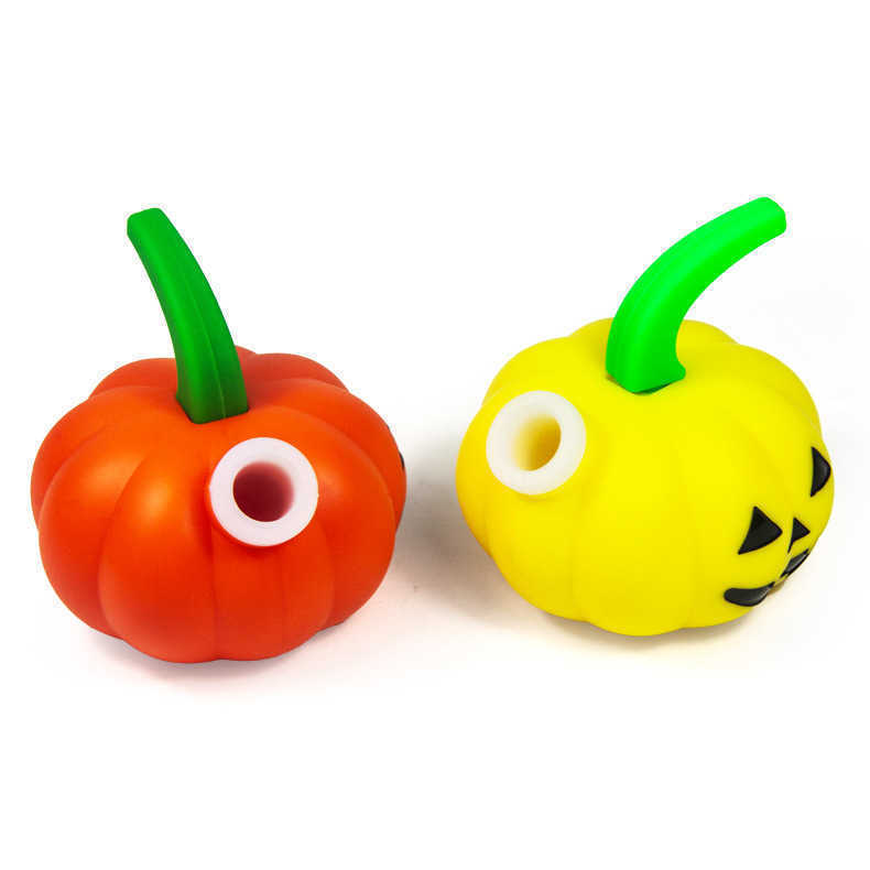 

Pumpkin shape Hookahs Christmas Silicone Bong with transperant glass bowl colorful 137g Silicone smoking water pipes