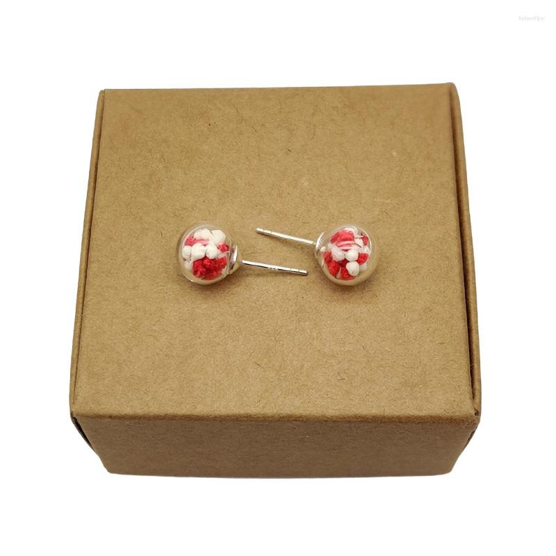 

Stud Earrings Red Pink White Babysbreath Real Flowers Sterling 925 Silver Needle For Women Boho Fashion Jewelry Bohemian Cute