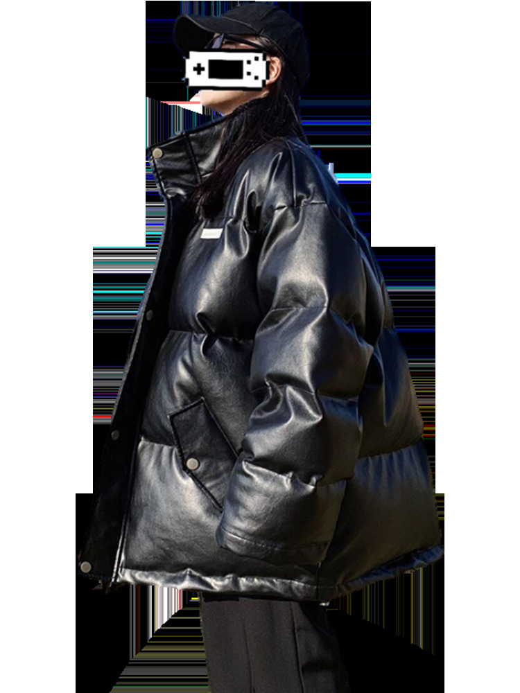 

Men's Down Parkas Japanese Style down Jacket Men's Large Size Loose Extremely Cold Clothing Fashion Brand Winter PU Leather Jacket Handsome 221111, Black